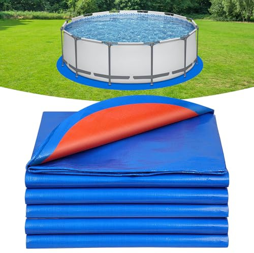 tivekeo 4.6m Alfombrilla de protección para Piscina Redonda, para Piscinas Planas, protección de Piscinas sobre el Suelo