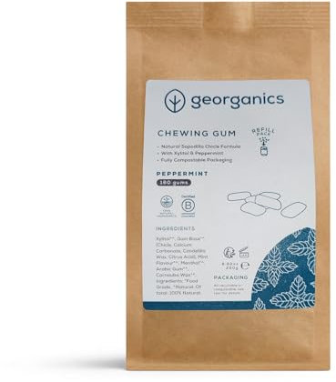 Recarga de chicle natural de menta, Georganics 160 unidades
