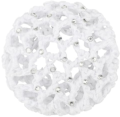 tanzmuster Ballett Duttnetz - Mila - mit Glitzersteinen und Haargummi - weiß - Knotennetz für dickes und dünnes Haar - Damen und Kinder