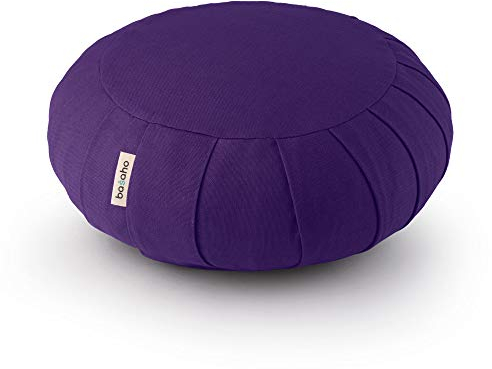 basaho CLASSIC Zafu Meditationskissen Yogakissen | Bio-Baumwolle | Buchweizenschalen | Abnehmbarer und waschbarer Bezug (Purpur)