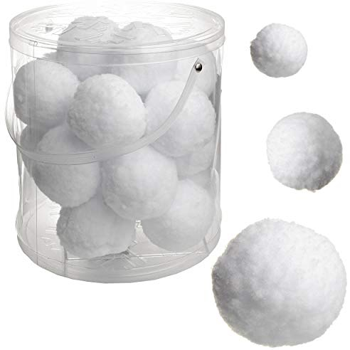 alles-meine.de GmbH 20 TLG. weiße Schneebälle - Ø 7 cm - Deko & zum Spielen - knirschen wie echter Schnee - Stoff-Watte - Schneeballschlacht - Weihnachtsdeko/Winter - Winterurl..