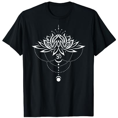 Lotusblume mit Mond und Om Symbol. Yoga Meditations Shirt. T-Shirt