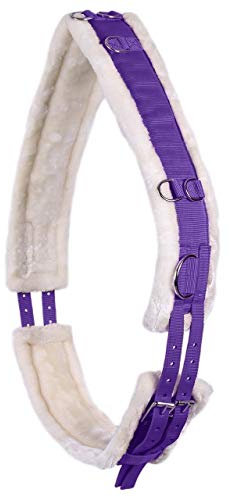 QHP Longiergurt Ontario auf beiden Seiten einstellbar, mit Mehreren Ringen und weichem Kunstfell (Warmblut, Passion Flower)