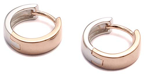 Loveyourdiamonds Bicolor Creolen, Roségold vergoldete Ohrringe aus 925 Echtsilber