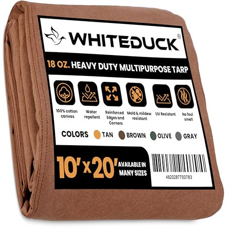 WHITEDUCK Segeltuchplane, 510 g, strapazierfähig, wasserdicht, UV-beständig, rostfreie Ösen, Stoffplane für industrielle und gewerbliche Nutzung (Schnittgröße: 25,4 x 50,8 cm, fertige Größe: 2,7 m x