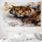 ABAKUHAUS Tiger Wandteppich und Tagesdecke, Wild Beast Verärgerte Predator aus Weiches Mikrofaser Stoff Waschbar ohne Verblassen Digitaldruck, 230 x 140 cm, Braun Orange