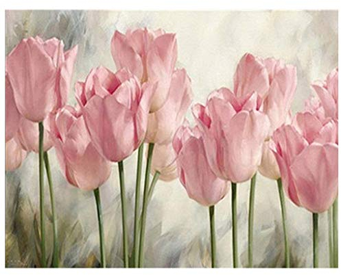 (50x40cm)DIY Square Diamond Painting Full Drill 5D Diamanten Gemälde Malen nach Zahlen Tulpen Quadratisch Diamant Painting Full Groß Mosaik Erwachsene Painting by Numbers Kreuzstich Strass Stickerei