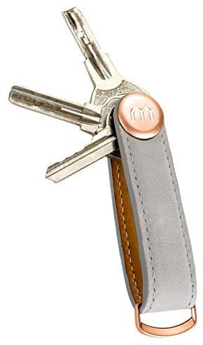 Premium Leder Damen Schlüsselhalter Smart Key Organizer Schlüssel Etui Holder Schlüsselanhänger Schlüsselbund Ring Fächer Schlüsseltasche Halter Schlüsselkette Accessoire (hellgrau)