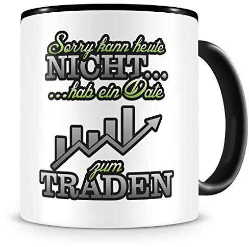 Samunshi® Aktien Tasse mit Spruch Date zum Traden Geschenk für Trader Kaffeetasse groß Lustige Tassen zum Geburtstag schwarz 300ml