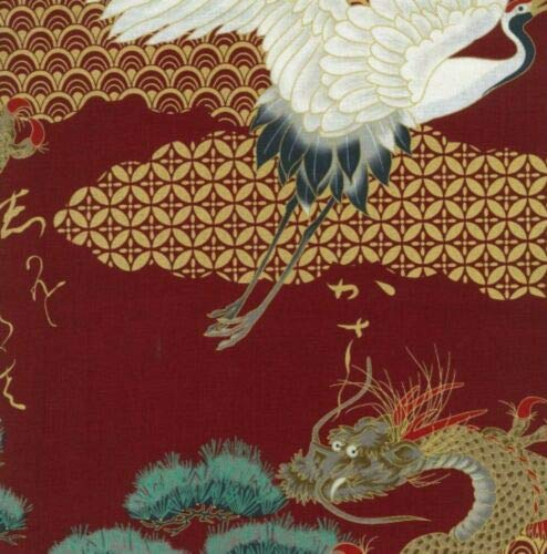 Fat Quarter Daigo Baumwollstoff, japanischer Drache und Kranich, 100 % Baumwolle, Quilt-Stoff