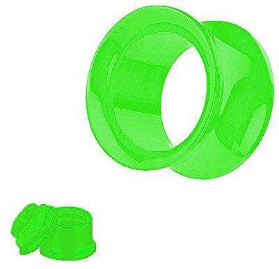 Taffstyle Flesh Tunnel Ohr Piercing Ear Plug Ohrpiercing Bunt Schraub Schraubverschluss Einfach Double Flared Kunststoff 3mm Grün