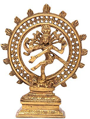 Bodhi Nataraj Statue, Messing, ca. 20 cm, goldgelb