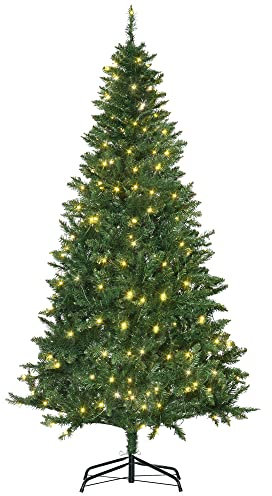 HOMCOM 6FT Christmas Tree Warm White LED Light Holiday Home Decoration, Green