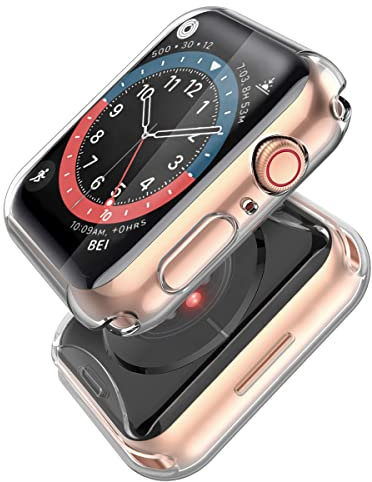 [2-Pack] Piuellia Transparent Case Screen Protector Compatible for Apple Watch Series 9 Series 8 Series 7 45mm, Soft TPU Anti-Drop HD Clear Overall Protective Cover for iWatch
