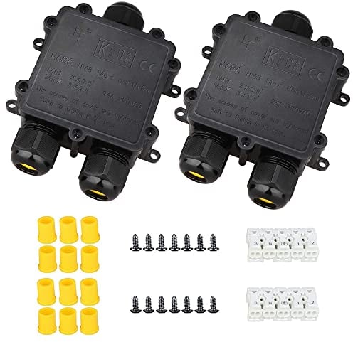 CENPEK Junction Box Outdoor Waterproof IP68 Larger 3-Way Plug Line External Electrical Junction Box, M25 Coaxial Cable Connector Wire Range 5mm-15mm
