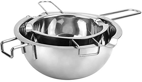 2PCS Double Boiler Heat Melting Pot Double Boiler,Boiling Pot Stainless Steel for Chocolate Butter Cheese Caramel Candy Wax 1000ml 400ml