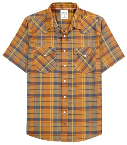 Dubinik® Fibre De Bambou Chemise Homme Manches Courtes Casual Fermeture à Pression Cowboy Vintage Western Chemisette Homme