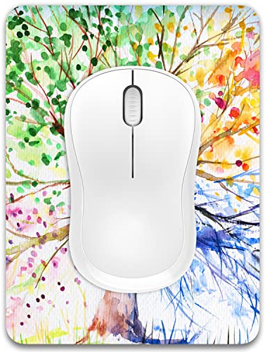 Dapesuom Small Mouse Pad 15x20 cm with Non-Slip Rubber Base, Waterproof, Mini for Women Kids Men Wireless Mouse Laptops Keyboard Tray Home Office Travel, Colorful Tree