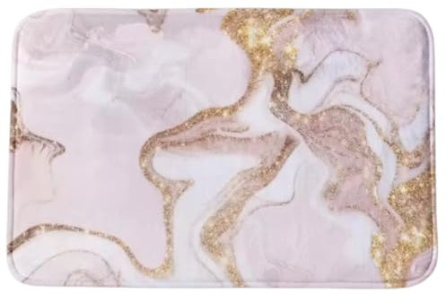 Memory Foam Bathroom Mat, Non-Slip Back, Non -Slip Bath Mat, Marble Design Bath Mat, 60cm x 40cm, Marble Bathroom Floor Rug (Pink and Rose Gold Marble)