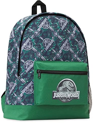 Jurassic World Rucksack Kinder, Dino Schulrucksack Jungen(Grün/Grau)