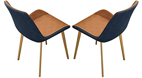 Moderner Esszimmerstuhl (2PCS) Esszimmerstuhl, dunkelblauer Rückenlehnenstuhl für den Außenbereich, multifunktionaler PU-Polsterstuhl, Hotel-/Restaurant-Freizeitstuhl (Color : C, Size : Golden Feet)