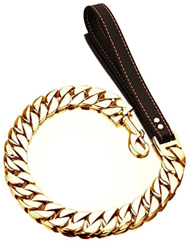 OTMYIGO 30 mm Edelstahl-Titan-Stahl-Hundeleine, Starke Hundeleine, kaufeste Metall-Hundeleine für große Hunde