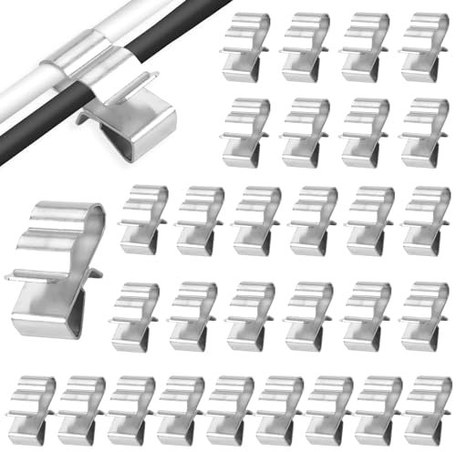 DEWIN Clips de Câble de Panneau Solaire, Lot de 50 Clips de Câble Solaire en Acier Inoxydable pour Panneau Solaire 22 x 18 mm