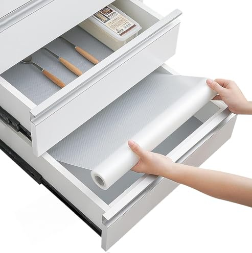 Linda’s Essentials Kitchen Drawer Liners (60 x 200 cm) - Non-Slip Shelf Liner & Cupboard Liners, Protects from Spills, Multi-Use Cabinet & Fridge Liner, Must Have Kitchen Accessory (Clear)