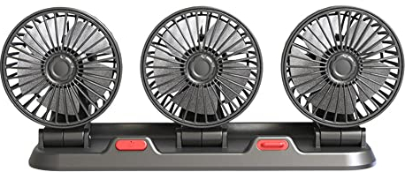 Demiawaking 12V 24V Auto Ventilator, leise 360 Grad Rotation USB 2-Gang Geschwindigkeit Auto Lüfter Kühler mit 3 Kopf, für Auto SUV LKW (5V)