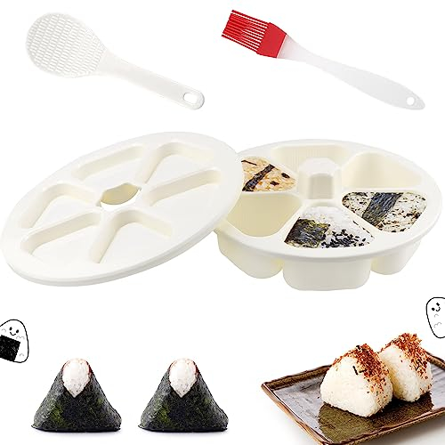 TUZHE Onigiri Maker Set - Japanisches Sushi Sechser-Set Mit Dreieckiger Form - Geeignet für Küche, DIY Kochen, Bento, Zuhause, Restaurant, Camping