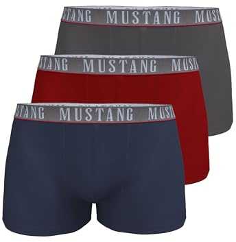 MUSTANG Herren Boxershorts Retropants 3er-Pack Rot/Navy/Anthrazit