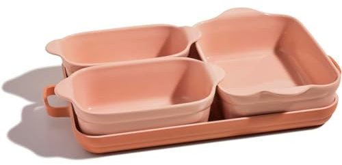 Our Place Bakeware Set | 5-Piece Nonstick, Toxin-Free, Ceramic, Cast Aluminum Set with Oven Pan, Bakers, & Oven Mat | Space-Saving Nesting Design | Oven-Safe | Bake, Roast, Griddle and More | Spice