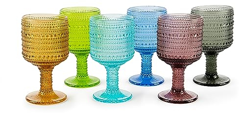 Excelsa Aurora Lot de 6 verres à pied, en verre coloré en pâte, capacité 300 ml, fait à la main