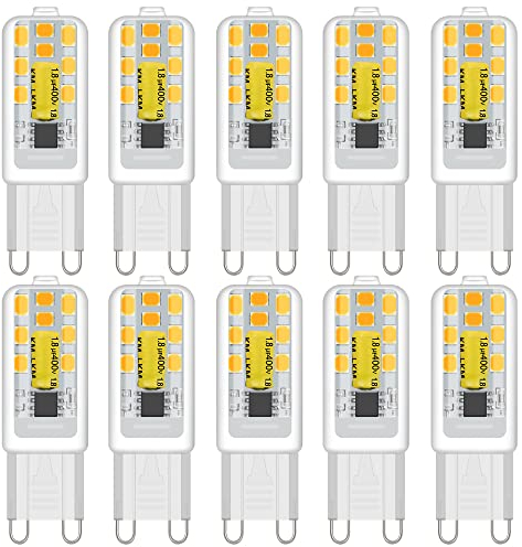 ZEIYEI G9 LED Bulbs, Warm White 3000K, 3W 300LM, 30W Halogen Equivalent, NoFlicke Non-Dimmable，Energy Saving LED Bulb for Home Lighting Decor, Crystal Lamp,Wall Lights, Table Lamp -10Pcs