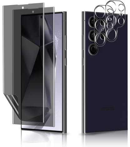 MiKoyi Privacy Pellicola Protettiva per Samsung Galaxy S24 Ultra 5G,【2 + 2Pezzi】 Fotocamera TPU Anti-Spia Protezione Schermo Protezione Obiettivo Fotocamera Anti-Graffo per Samsung Galaxy S24 Ultra 5G