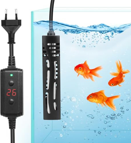Nobleza - Digital Calentador de Acuario 10-50L, 50W Calefactor Acuarios Sumergible, Calefacción de Pecera Seguridad, Controlador Temperatura Externo(15-35°C)