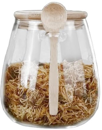 Vasos con cuchara y tapa: juego de frascos de vidrio con cuchara y tapa, cierre hermético, perfectos para especias, especias y almacenamiento en la cocina, elegantes frascos de vidrio con cucharas,