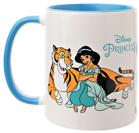 Widdop and Co. - Disney Princess Jasmine Mug - Blue/White Tea & Coffee Glazed Stoneware Icons & Villains Drinking Cup - Officially Licensed Disney Merchandise (325ml / 11.4oz).