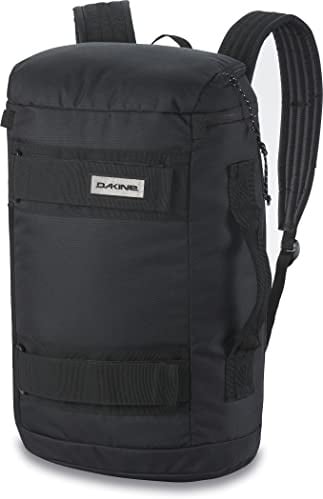 Dakine Unisex Erwachsene Rucksack Schwarz OS | 25 l Skate-Rucksack, Laptopfach mit seitlichem Zugang, Cargoboard-Gurte, Wasserflaschentasche, reflektierende Details