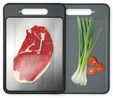 STONELINE Auftaubrett Schneidebrett mit Auftau-Funktion 36,5 x 25 cm, 3x Schneller Auftauen Gefrorenes Fleisch Fisch Geflügel Tiefkühlprodukte, Auftauplatte Defroster Natürlich Auftauen
