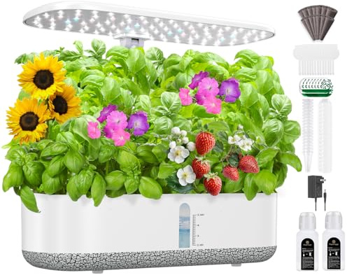 Grand système de culture hydroponique 14 gousses, jardin d'herbes aromatiques d'intérieur avec lampe de croissance à DEL, réservoir d'eau de 5 L, kit de culture hydroponique avec 3 minuteurs