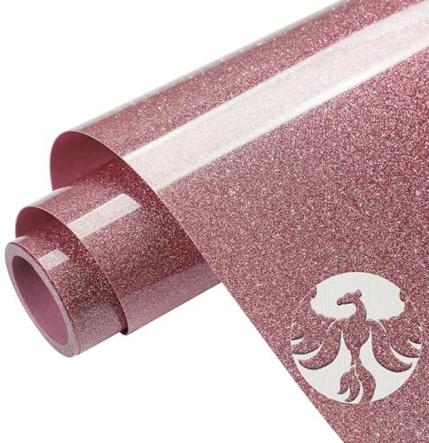 TransWonder Rose Gold Glitter Puff-Vinyl-Heat-Transfer Puff Vinyl Puff Heat Transfer Vinyl - 12x6ft. Puff Glitter Vinyl Heat Transfer Puff Iron on Vinyl for Cricut T Shirts (Rose Gold)