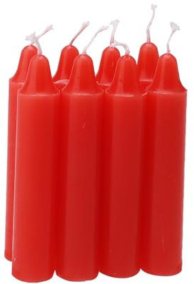 Ovaletta 8 Stück Stabkerzen - Kurze Tafelkerzen, Rot, 2,1 x 10,8 cm