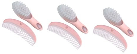 IWOWHERO Baby Bübchen Set 3 Sets Babyartikel Für Neugeborene Haarbürste Babypflegeset Haarwiege Babywiege Babymassage Mädchenhaar Kleinkind Babykamm Säuglingskamm Massagekamm Rosa