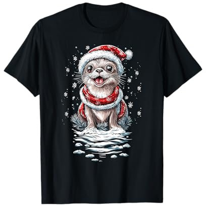 Robbe Weihnachten mit Mütze Weihnachtsmann-Anzug T-Shirt