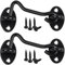 2 Pack Hook and Eye Latch, 3 Inch Black Cabin Hooks Stainless Steel Eye Gate Latch Easy Lock, Sliding Door Hooks Barn Door Catch Hardware with Screws for Outdoor Garden Shed Patio Window Wooden Gates