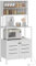 HOMCOM Étagere Cuisine avec multiprise, Meuble Micro-Onde, étagère Rangement Cuisine Style Moderne avec Placard Double Porte à persiennes et Compartiments Ouverts, 80 x 42 x 171 cm, Blanc