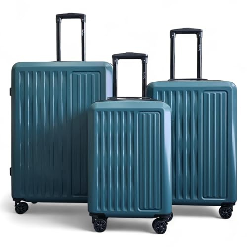 Infinity Leather Green ABS Hard Shell Suitcase Luggage Set Hard Side Travel Carry on Cabin Bag