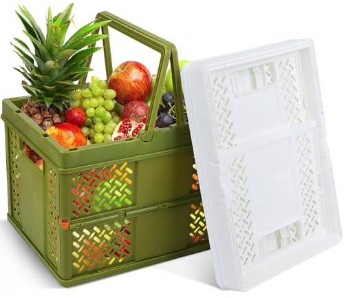 WDZGX Klappbox Klein Klappkorb Faltbar Klappkiste mit Henkel Faltbarer Bunt | Aufbewahrungskorb Klappkisten Stapelbar Aufbewahrungsbox Klappbar für Schrank Küche Arbeitszimmer Büro 2Stk 23.5x17x15cm