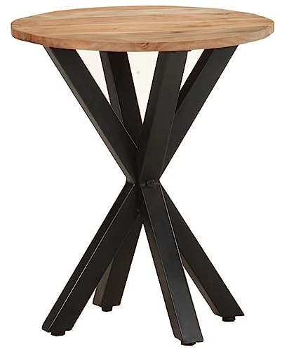 QUAHEAS Beistelltisch aus Akazie Massivholz, 48x48x56 cm, industrieller Stil, Nachttisch für Wohnzimmer, Schlafzimmer und Flur